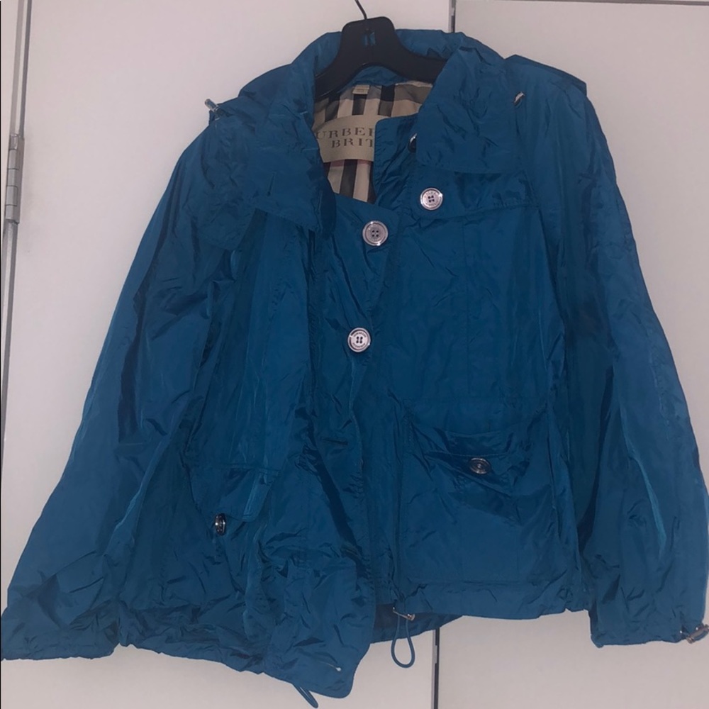 Burberry Brit Turquoise Raincoat w/ Removable Hood